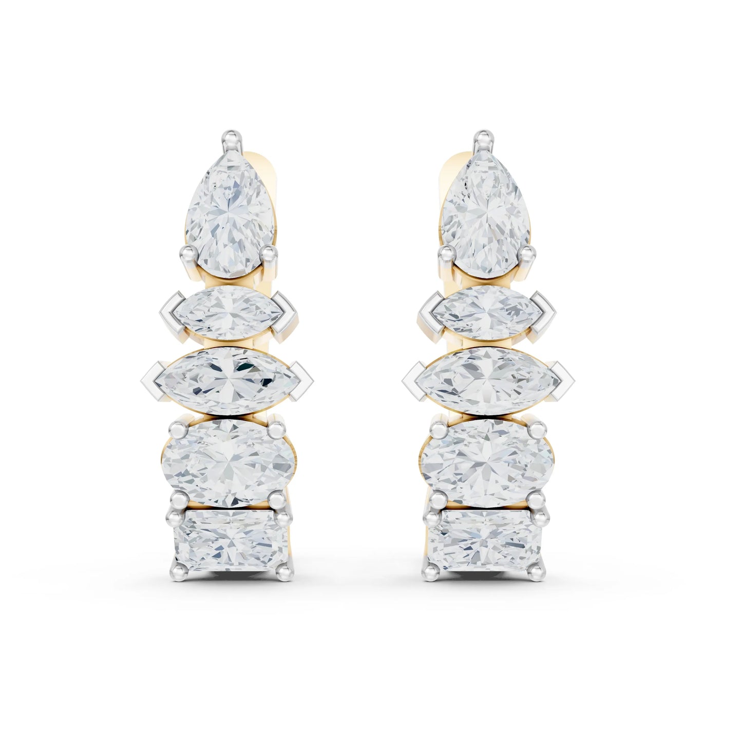 Elegant Diamond Hoop Earrings Yellow Gold