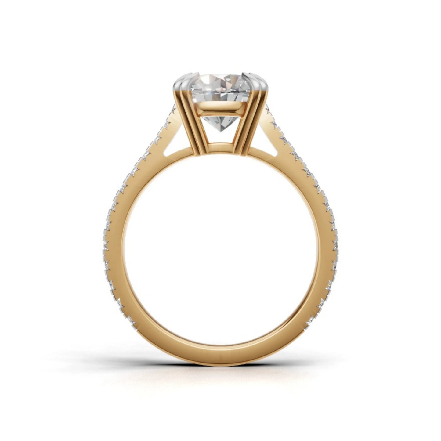 Radiant Pavé Solitaire Ring Yellow Gold