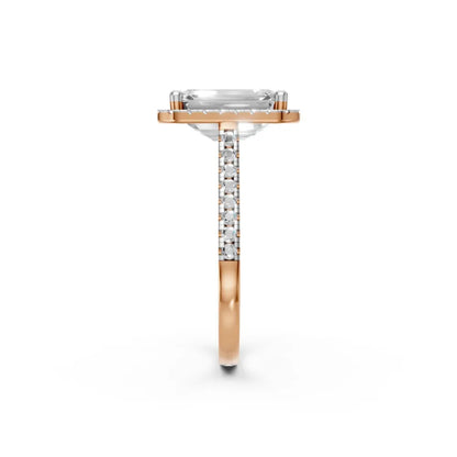Halo-Brilliance Emerald Engagement Ring Rose Gold