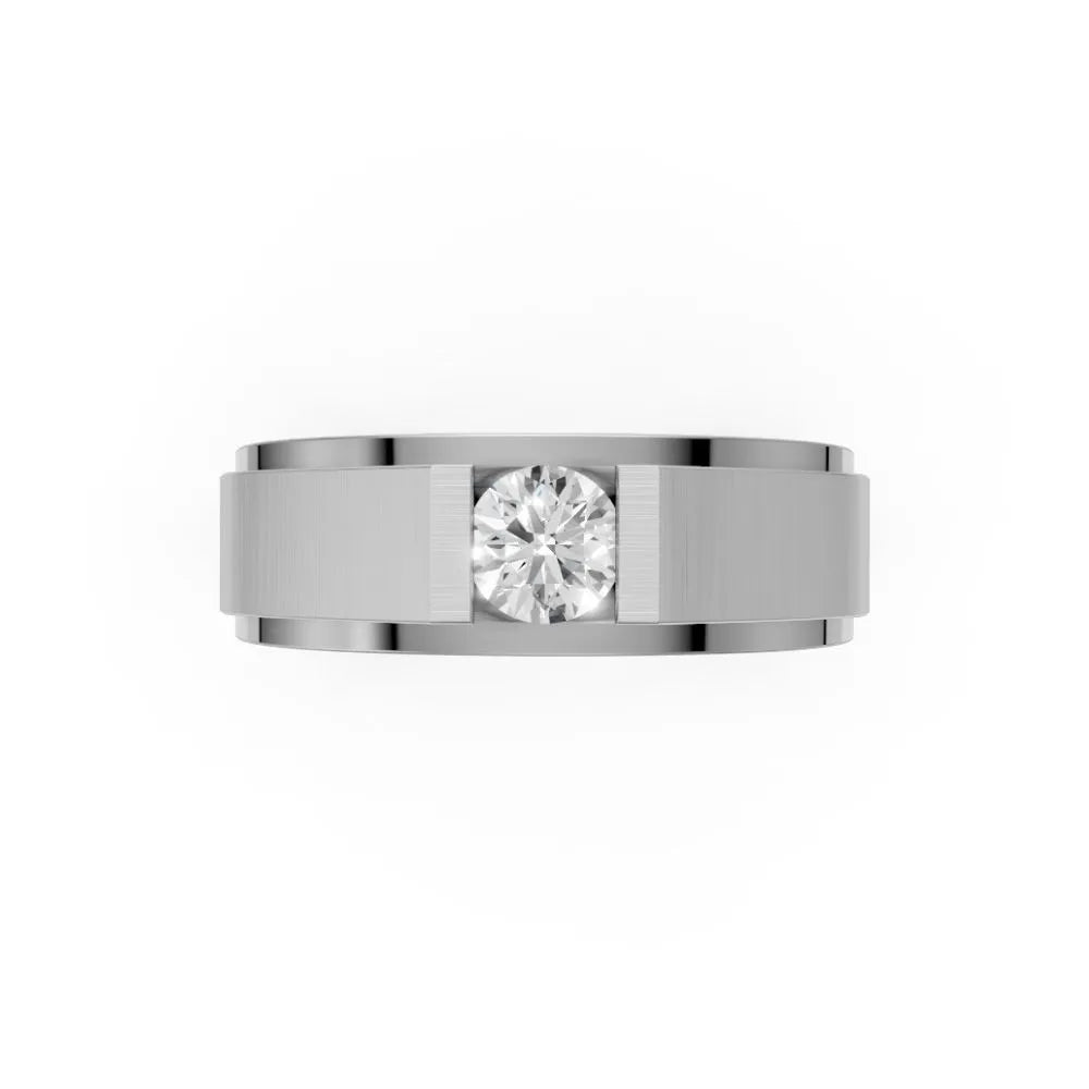 Men’s Princess Cut Diamond Ring with Bold Bezel Setting White Gold