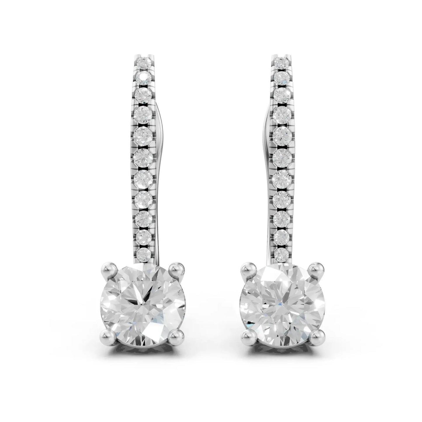 Round Diamond Drop Earrings White Gold