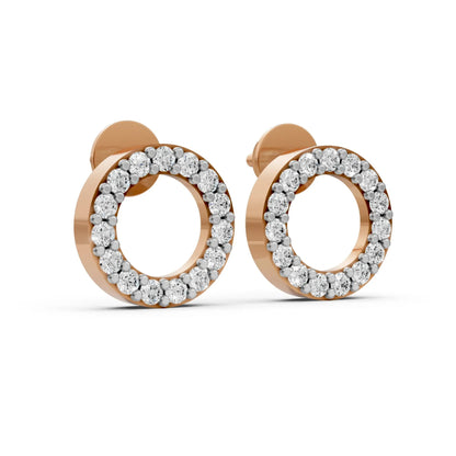 Open Circle Diamond Stud Earrings Rose Gold