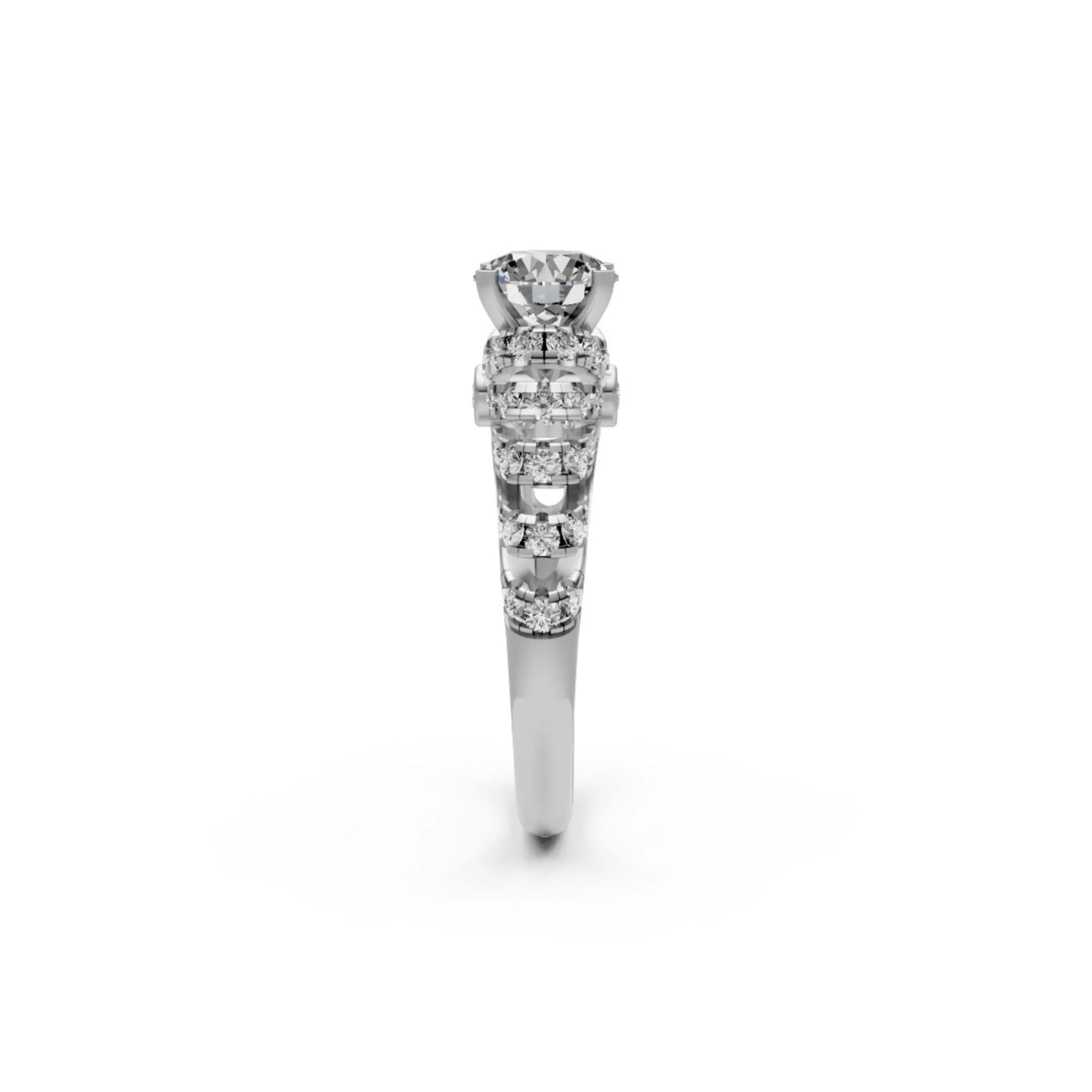 LuxeCrown Multi-Band Solitaire Ring White Gold