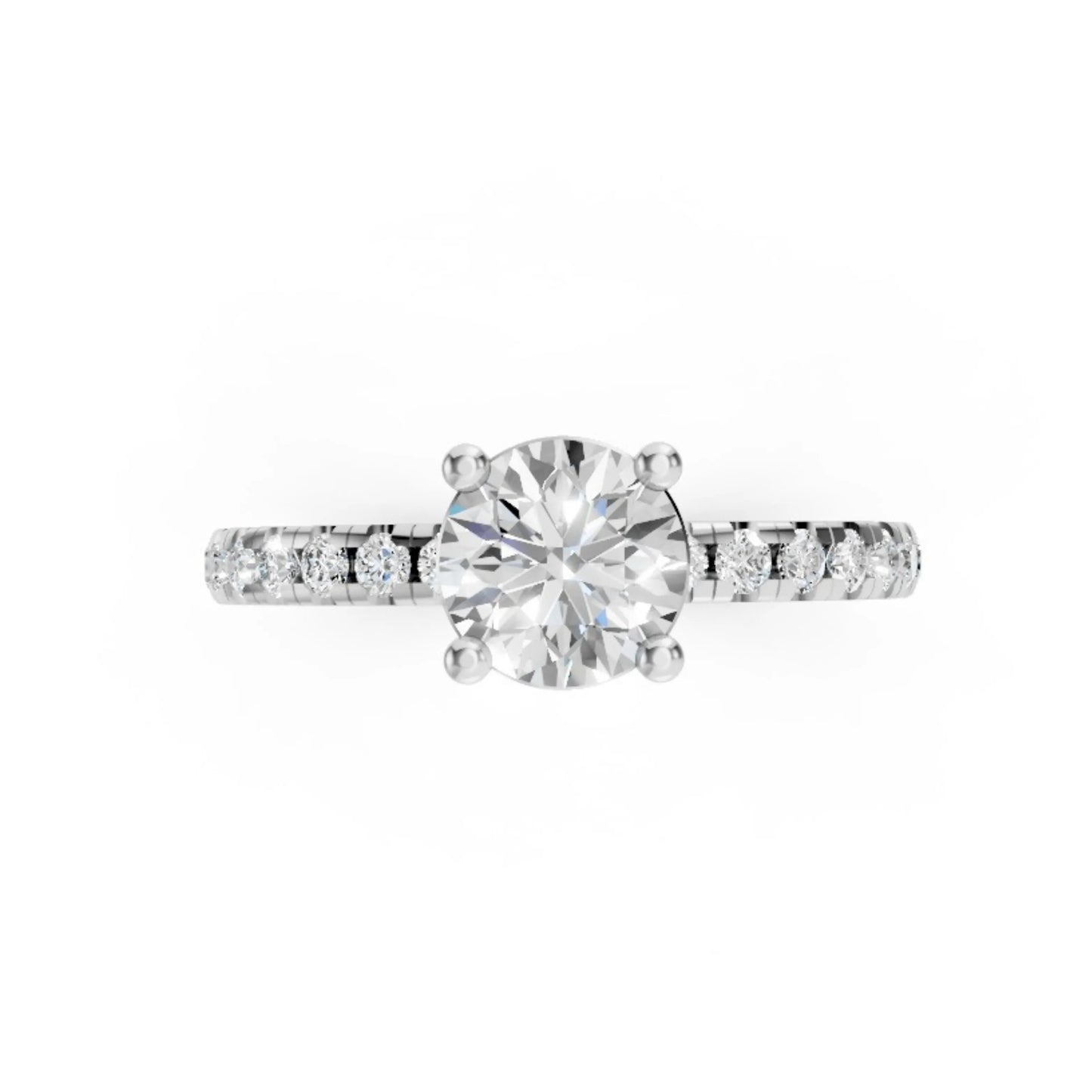 ClassicGleam Solitaire Pavé Ring White Gold