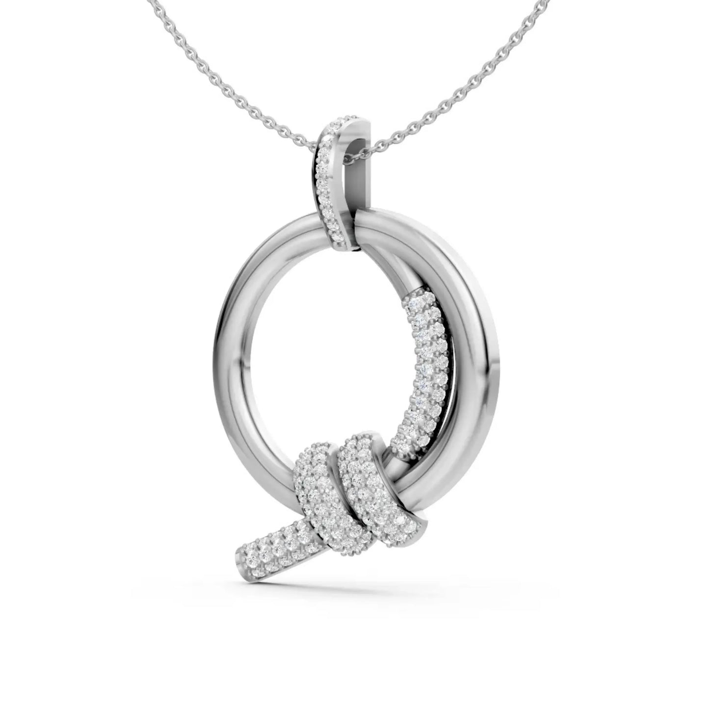 Circle Knot Diamond Pendant White Gold
