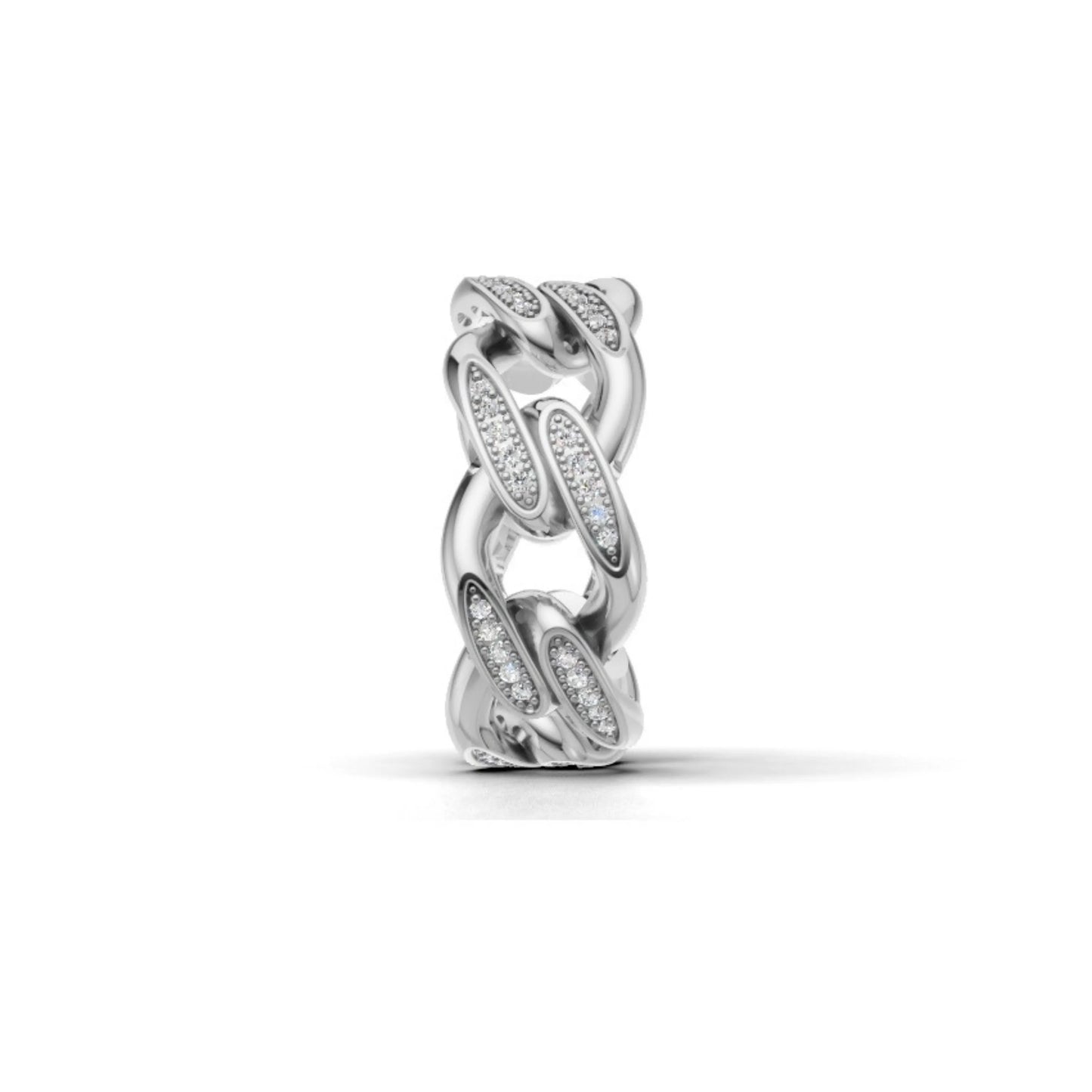 LinkLuxe Diamond Chain Ring White Gold