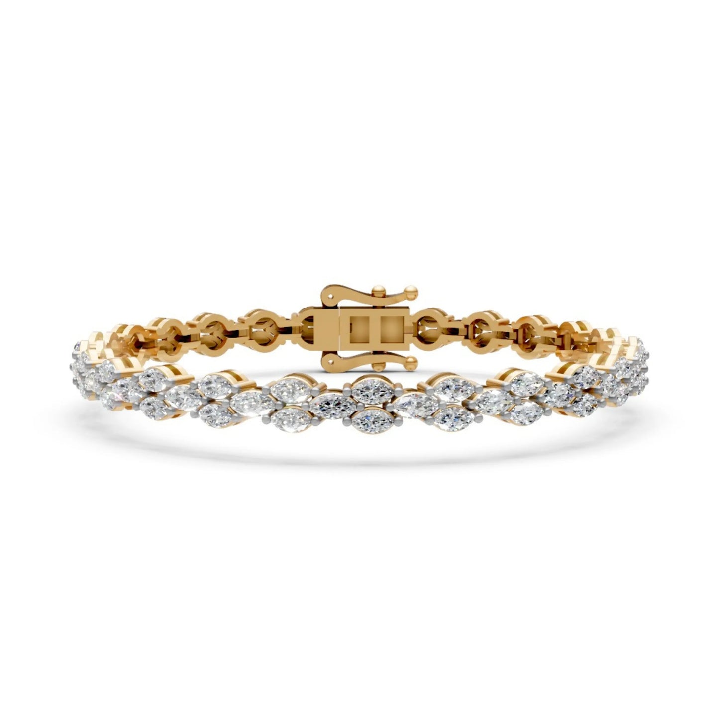 Elegant Diamond Bracelet with Marquise-Cut Stones Yellow Gold