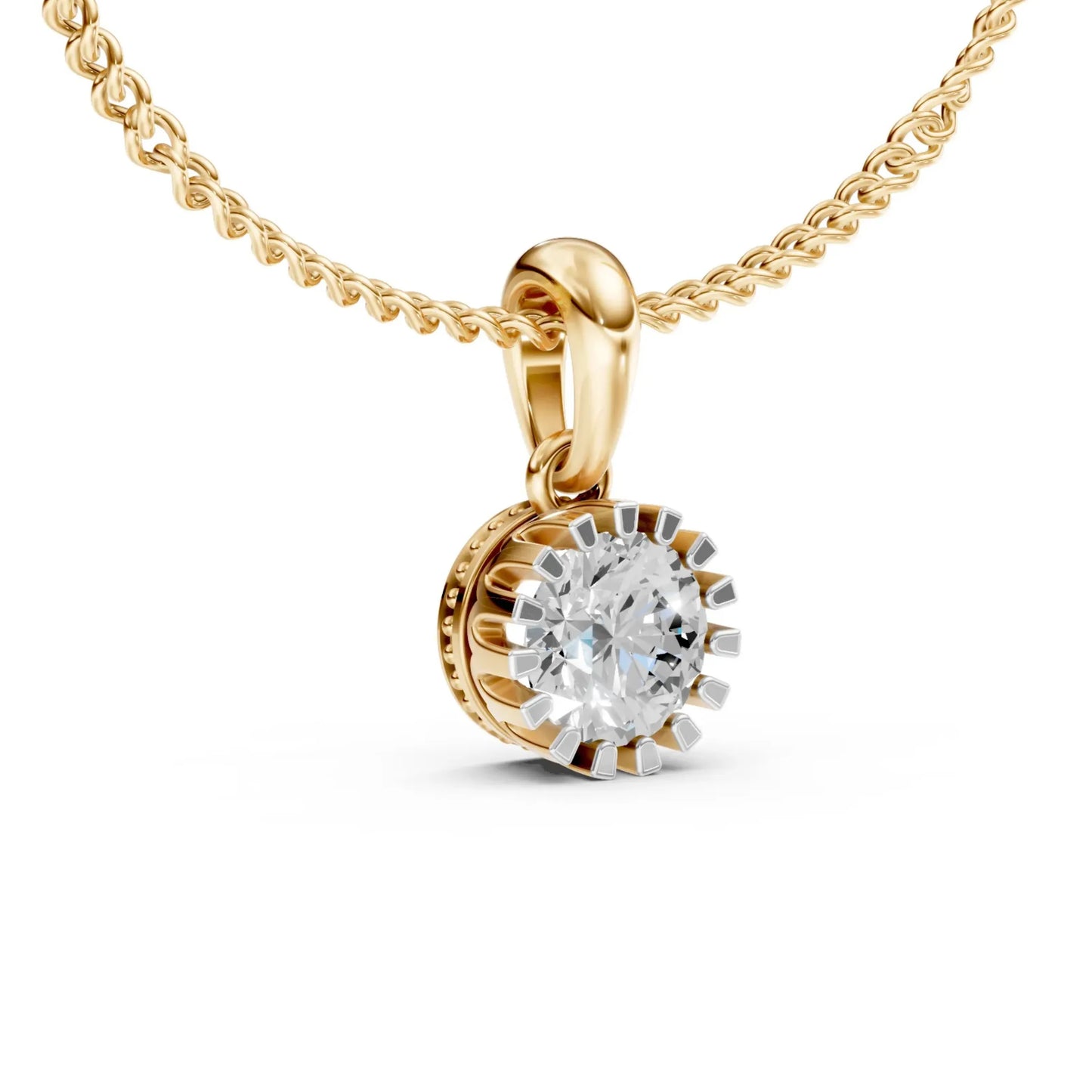 Crown Solitaire Pendant Yellow Gold