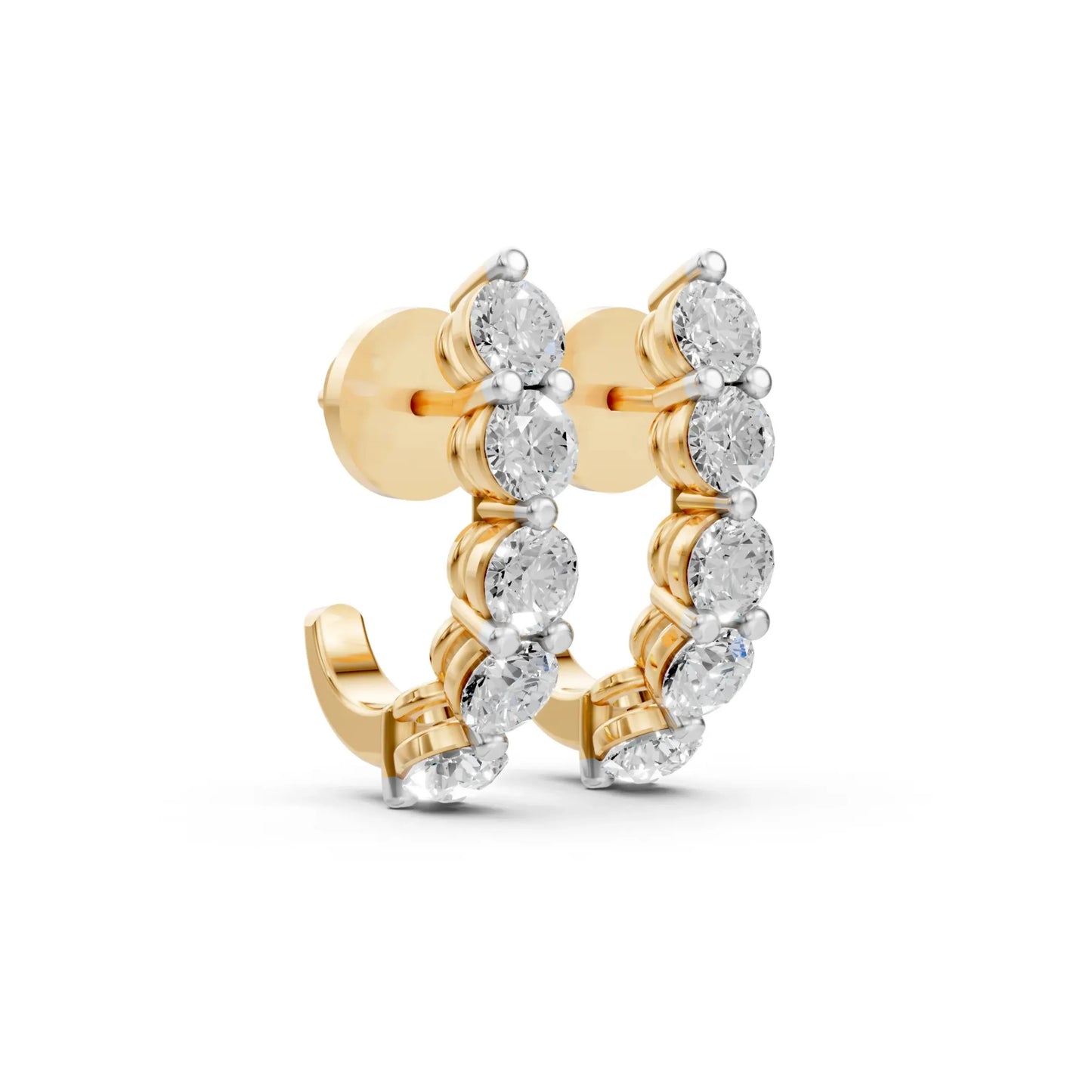 Round Half Hoop Earrings Yellow Gold