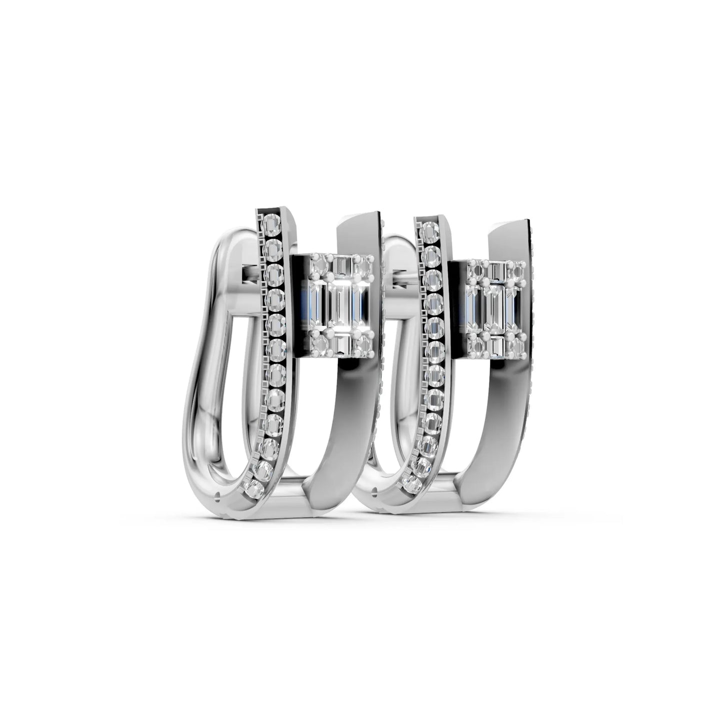 Modern Geometric Diamond Earrings White Gold