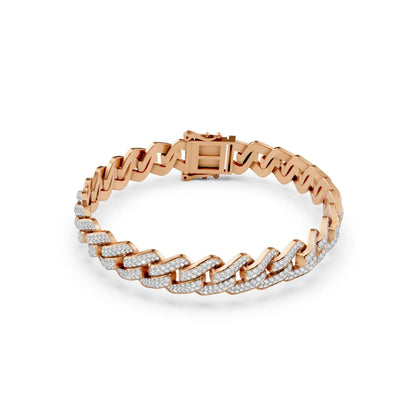 Cuban Link Lab-Grown Diamond Bracelet Rose Gold