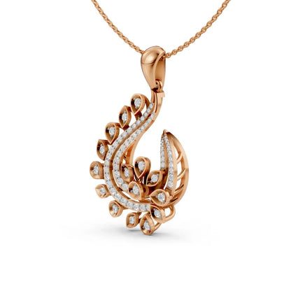 Leaf Diamond Pendant Rose Gold