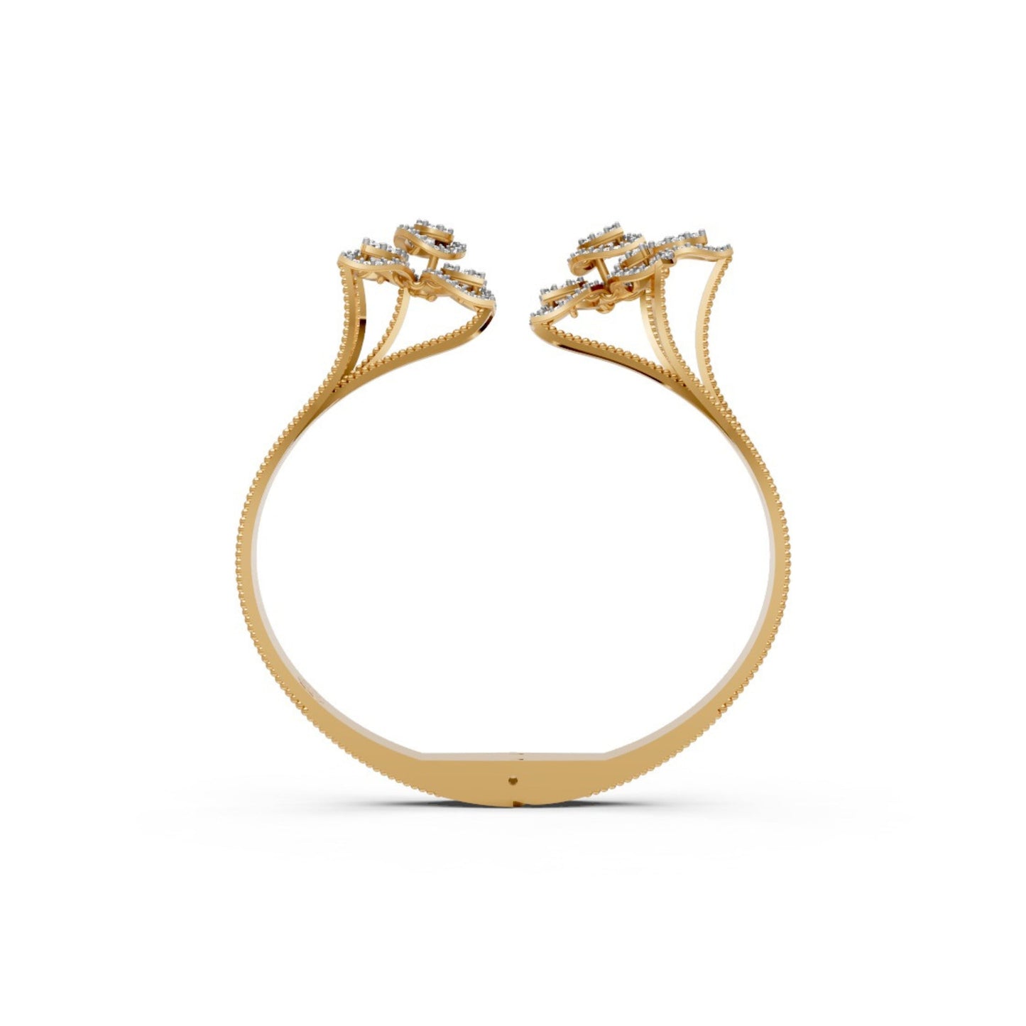 Floral Open Diamond Bangle Yellow Gold