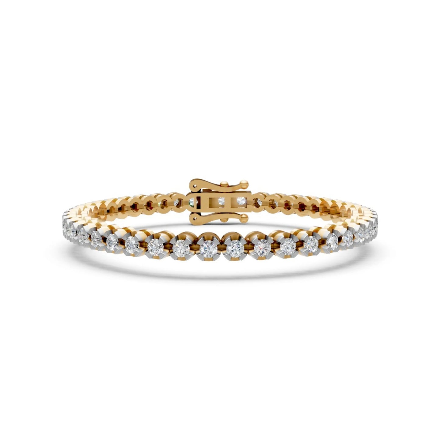Round Diamond Tennis Bracelet Yellow Gold