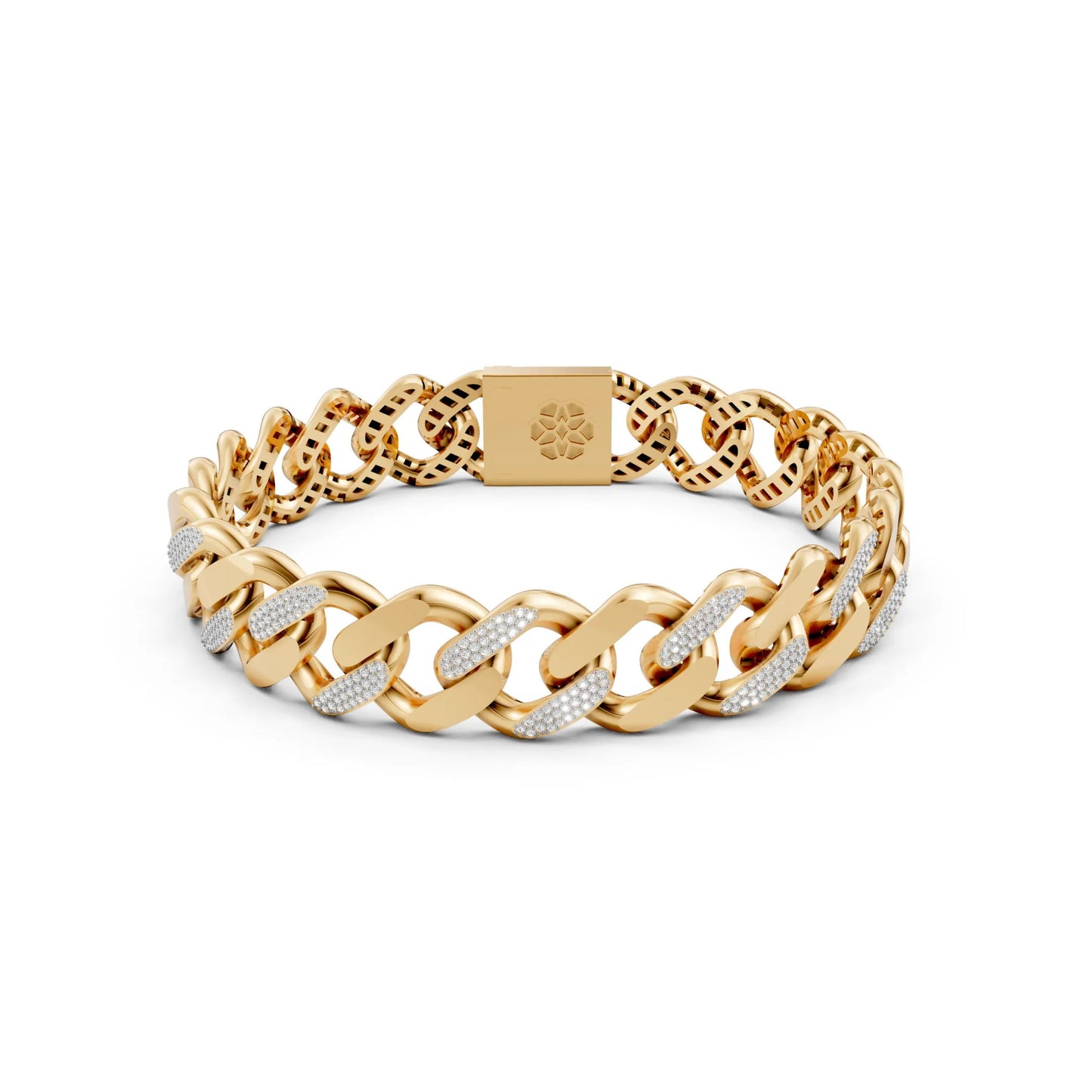 Men's Diamond-Accent Cuban Link Bracelet Yellow Gold