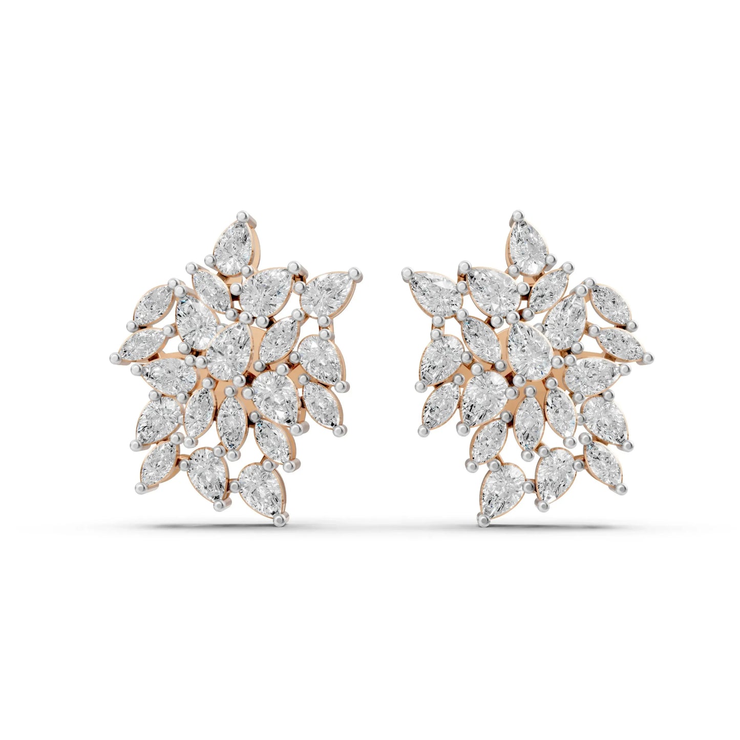 Floral Cluster Diamond Earrings Rose Gold