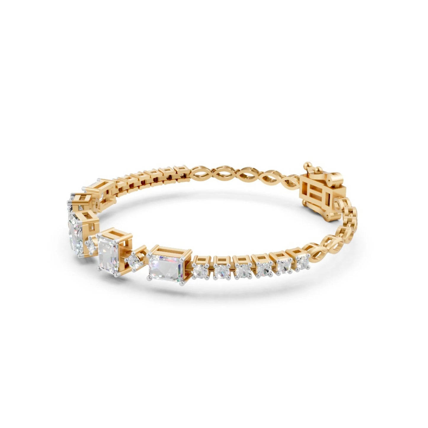 Emerald-Cut Diamond Bracelet Yellow Gold