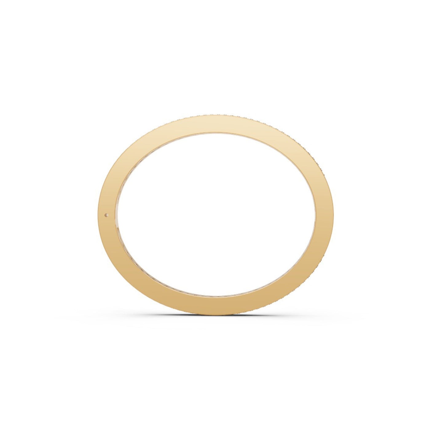 Modern Diamond-Studded Flat Bangle Yellow Gold