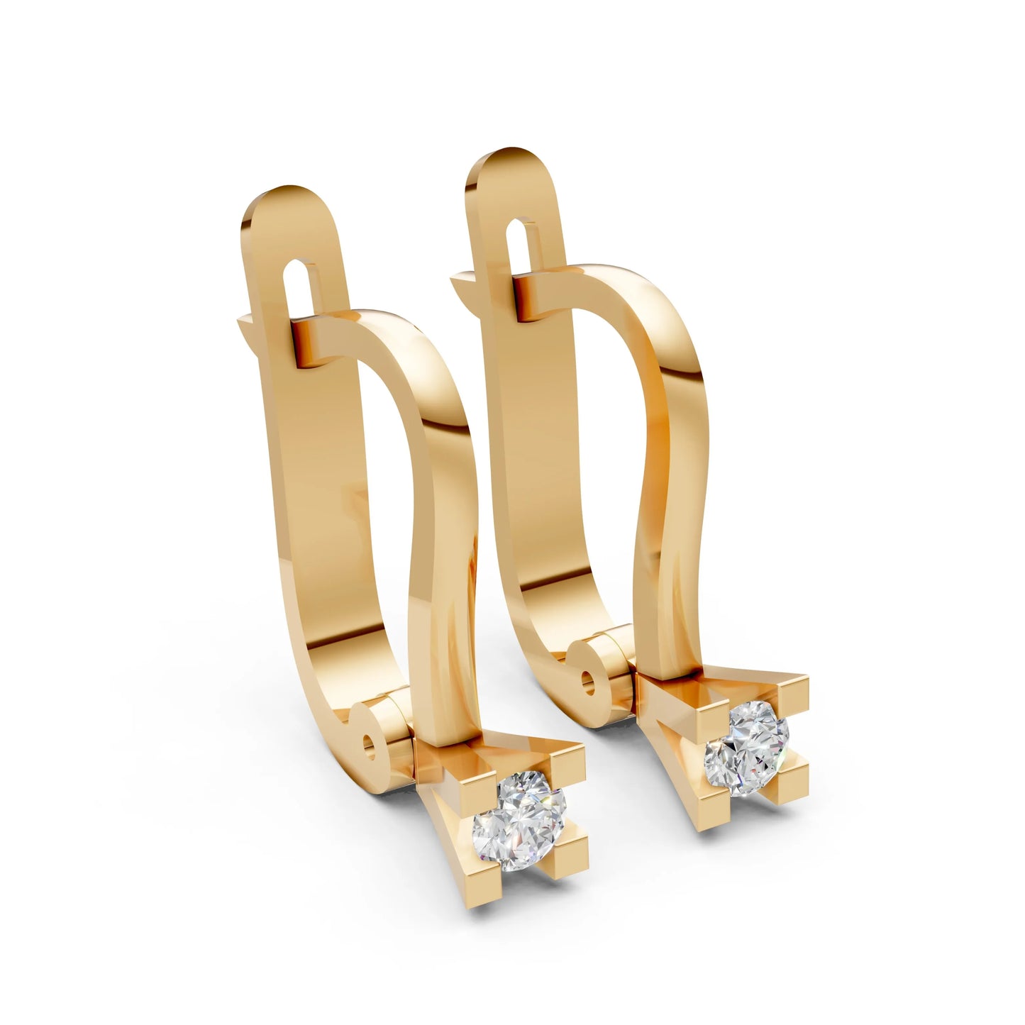 Contemporary Diamond Bali Earrings Yellow Gold