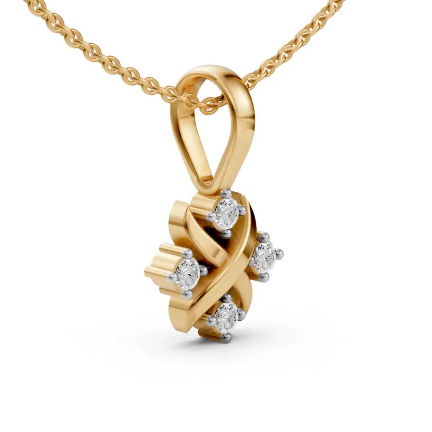 Cross Cluster Pendant Yellow Gold