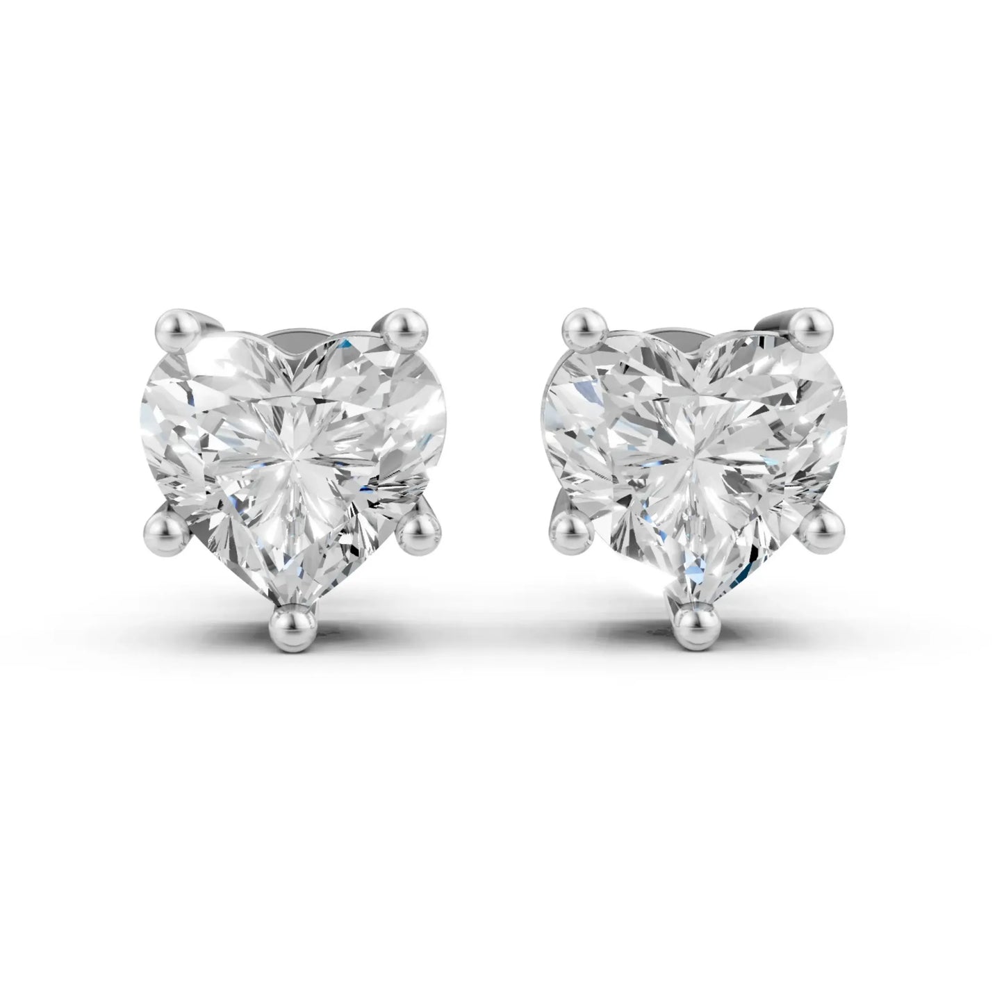 Heart Diamond Stud Earrings White Gold