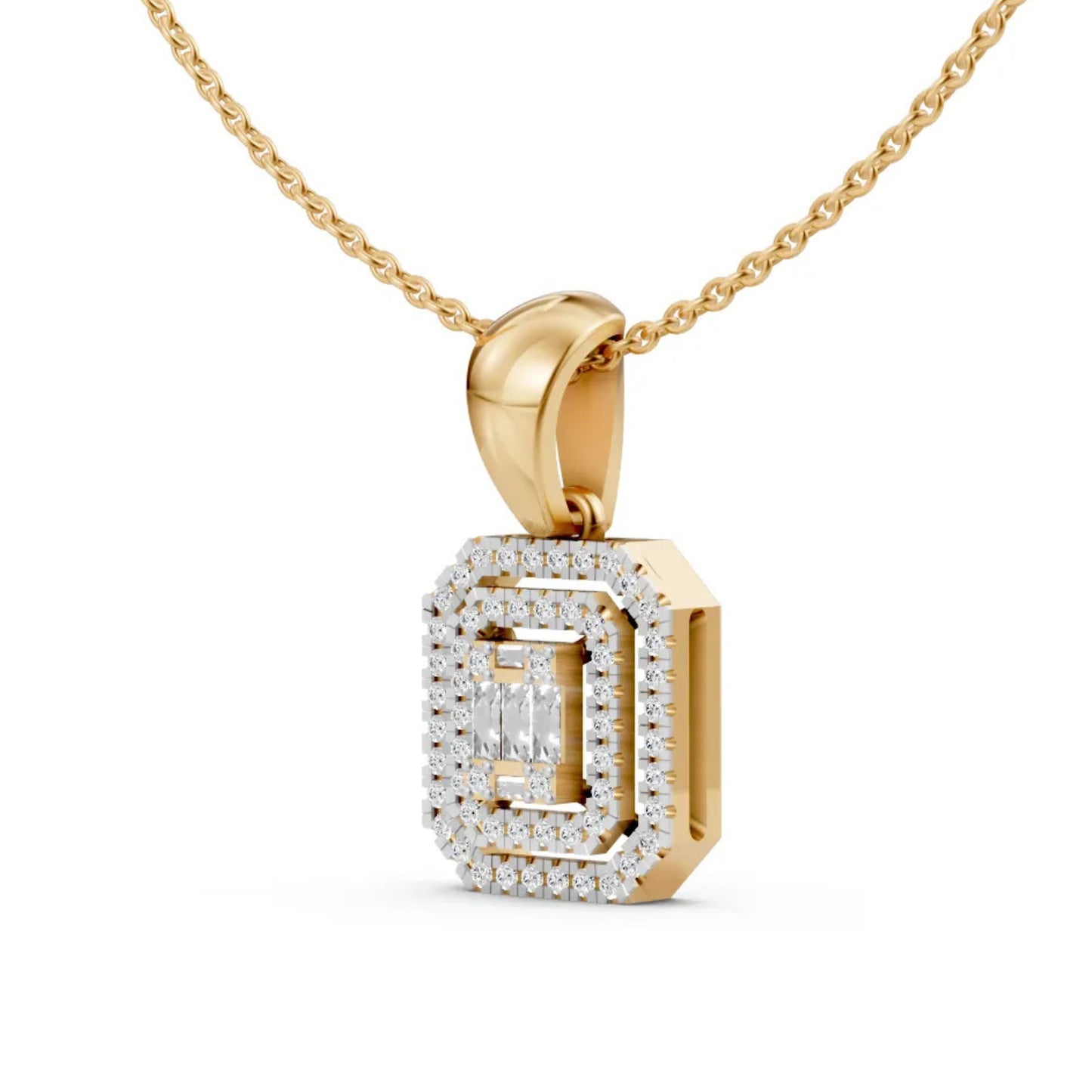 Emerald Halo Pendant Yellow Gold