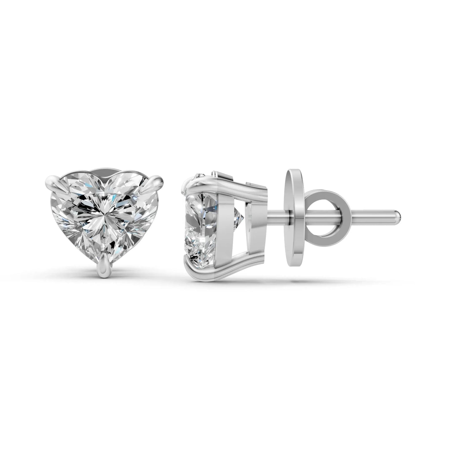 Heart-Shaped Diamond Stud Earrings White Gold