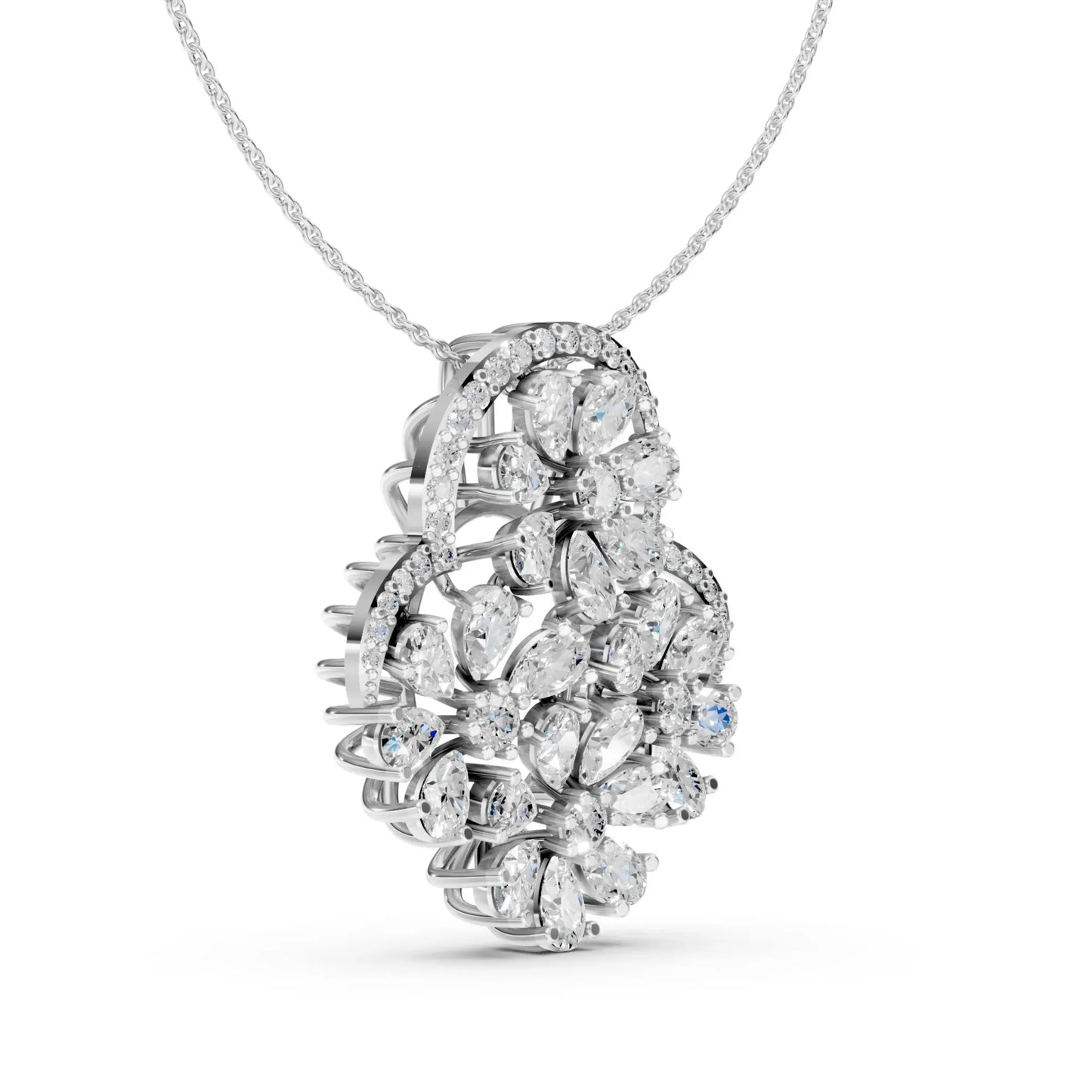 Floral Cluster Pendant White Gold