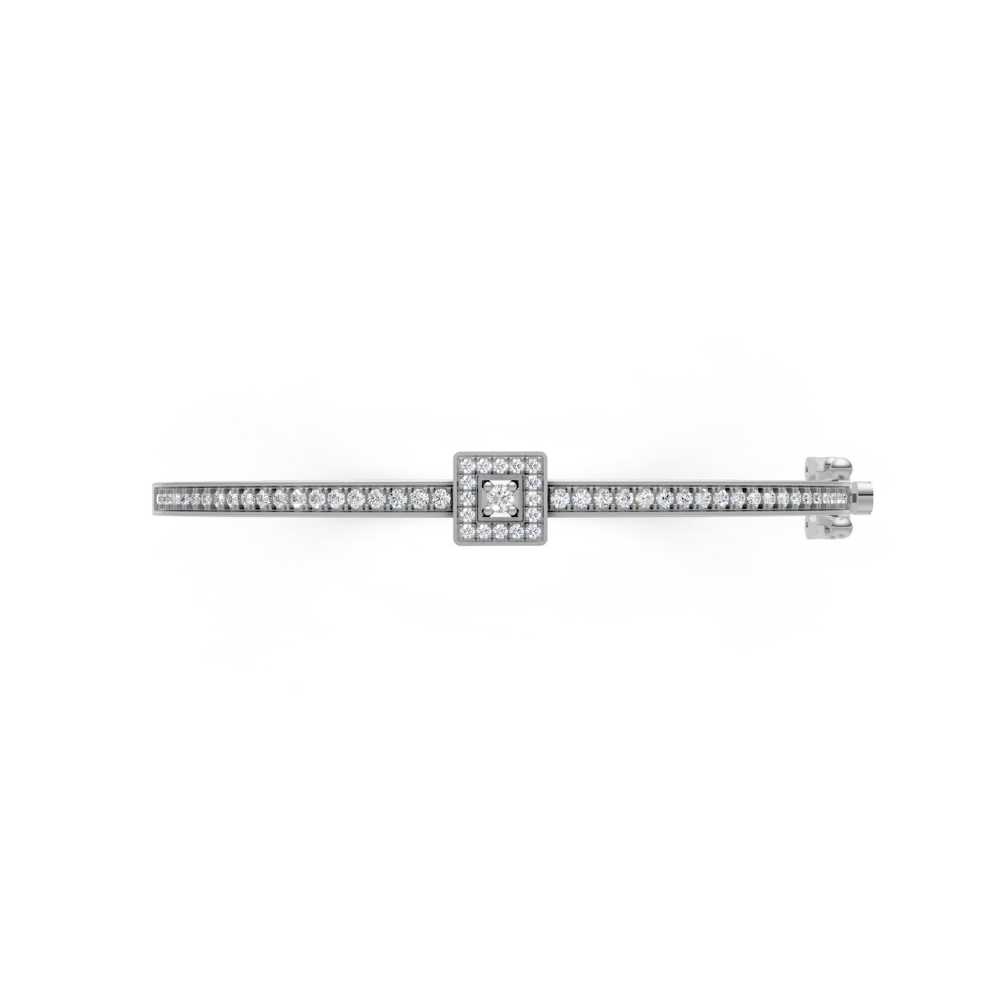 Classic Diamond Halo Bangle White Gold