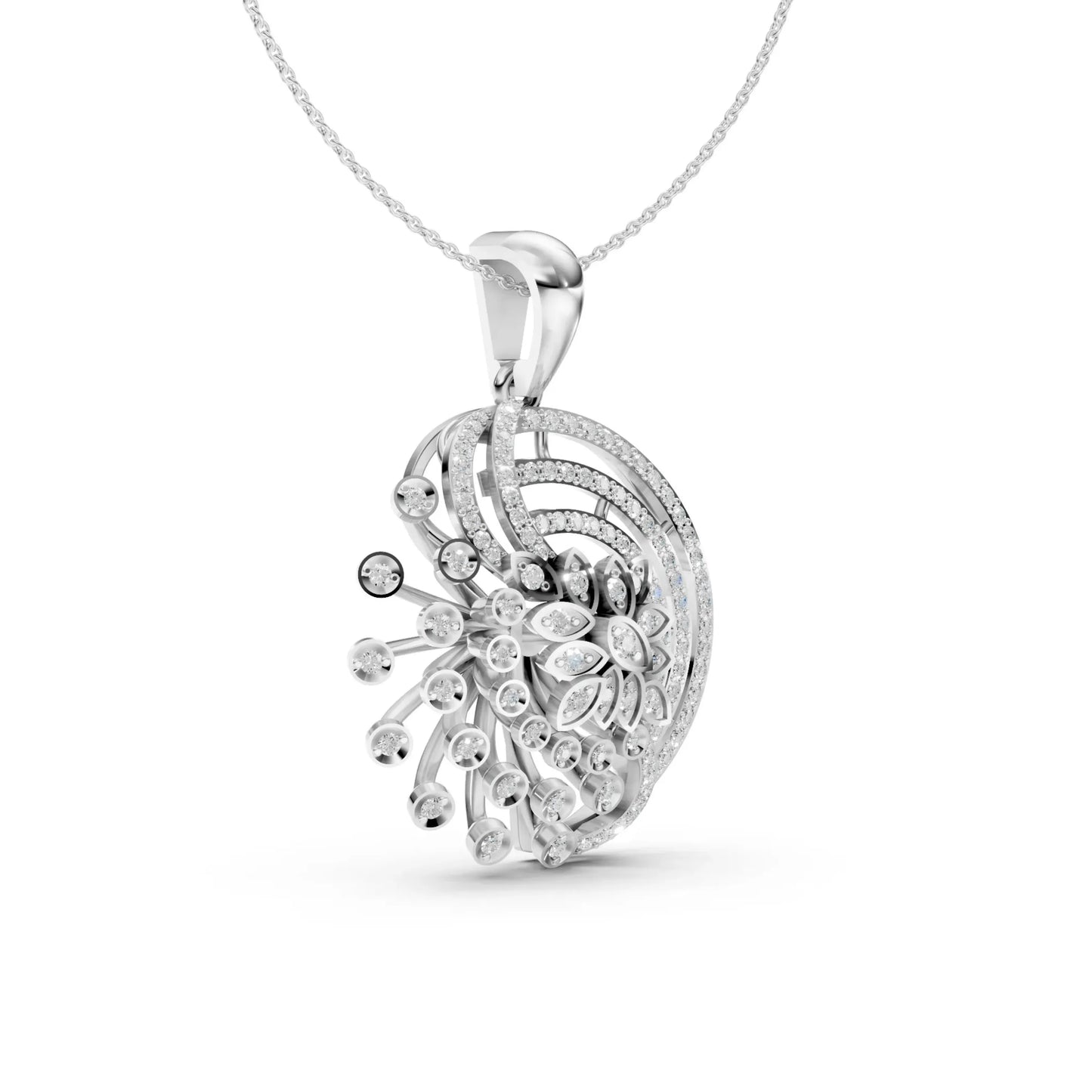 Spiral Bloom Pendant White Gold