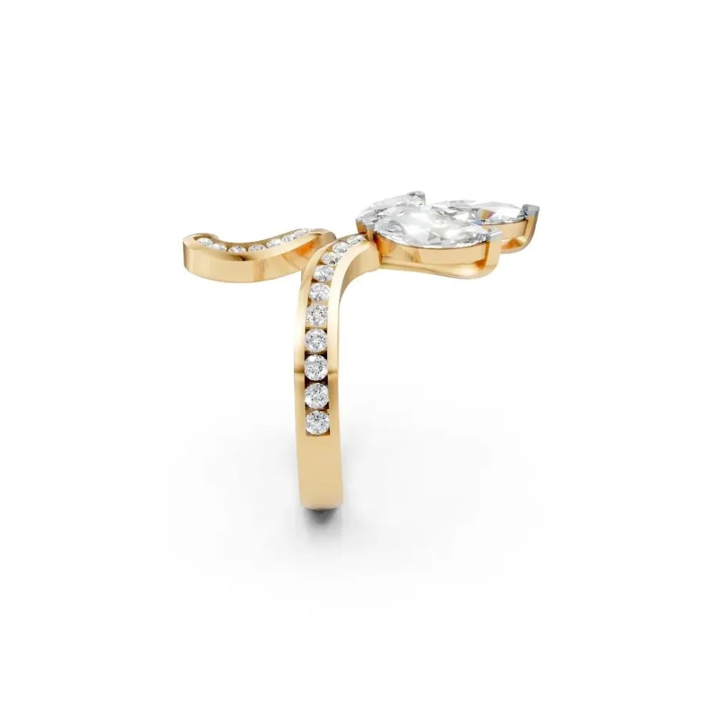 NatureWhirl Leaf Diamond Ring Yellow Gold