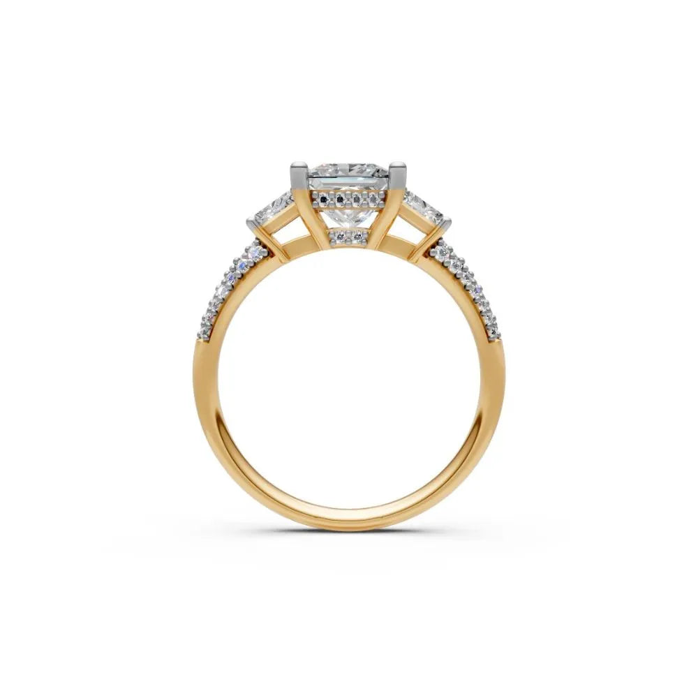 RegalEdge Princess Cut Ring Yellow Gold
