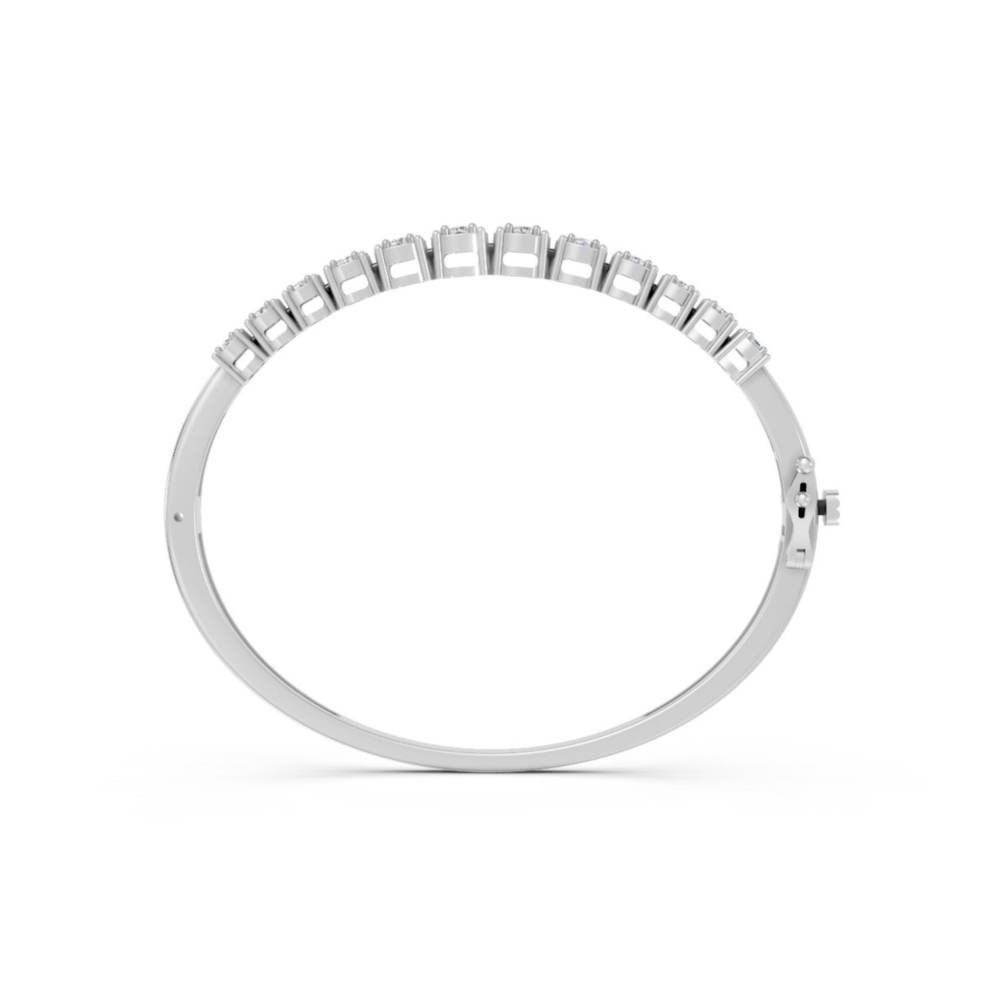 Elegant Round-Cut Diamond Bangle White Gold