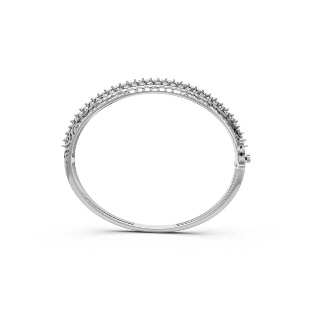 Triple Row Diamond Bangle Bracelet White Gold