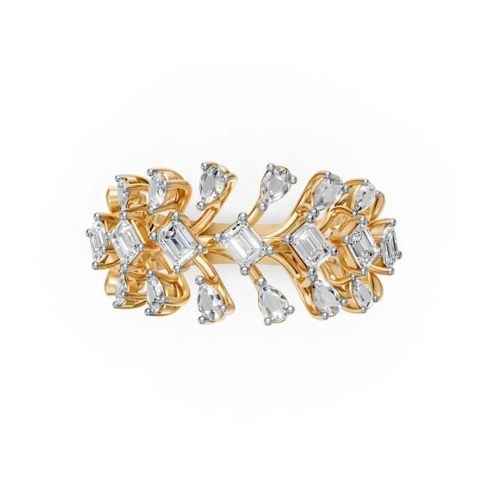 BloomAura Floral Diamond Ring Yellow Gold