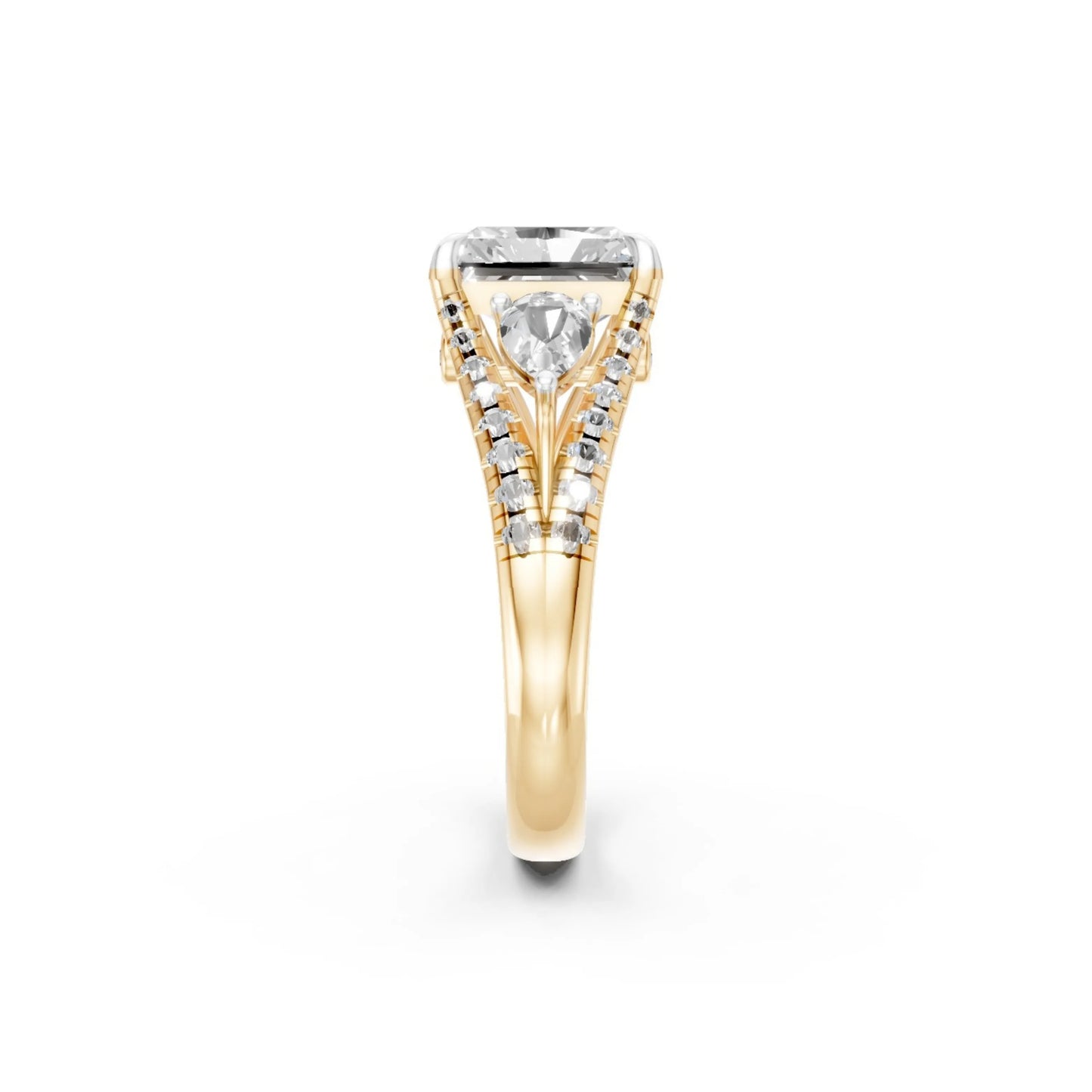 TriadGrace Princess & Pear Ring Yellow Gold