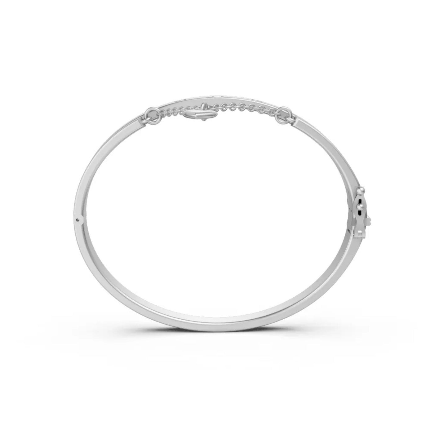 Roman Numeral Diamond Bangle White Gold
