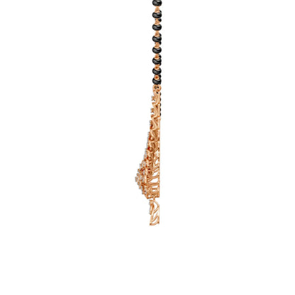 Designer Diamond Mangalsutra with Net-Inspired Floral Pendant Rose Gold