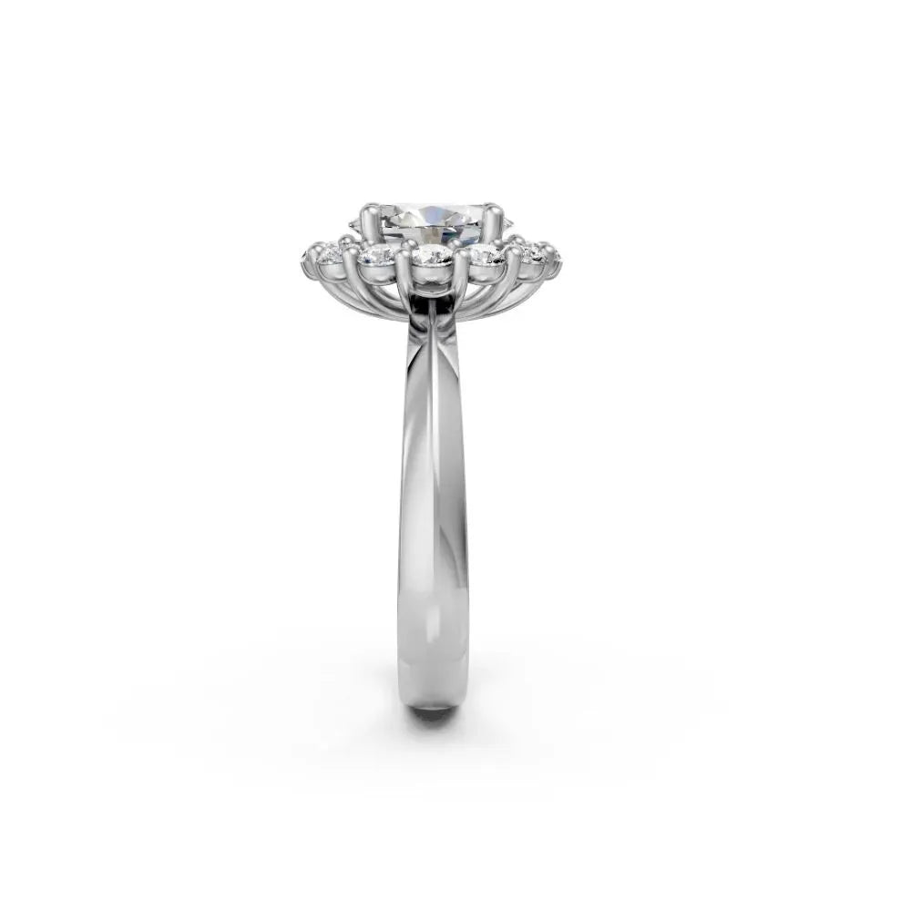 Oval Radiance Halo Ring White Gold