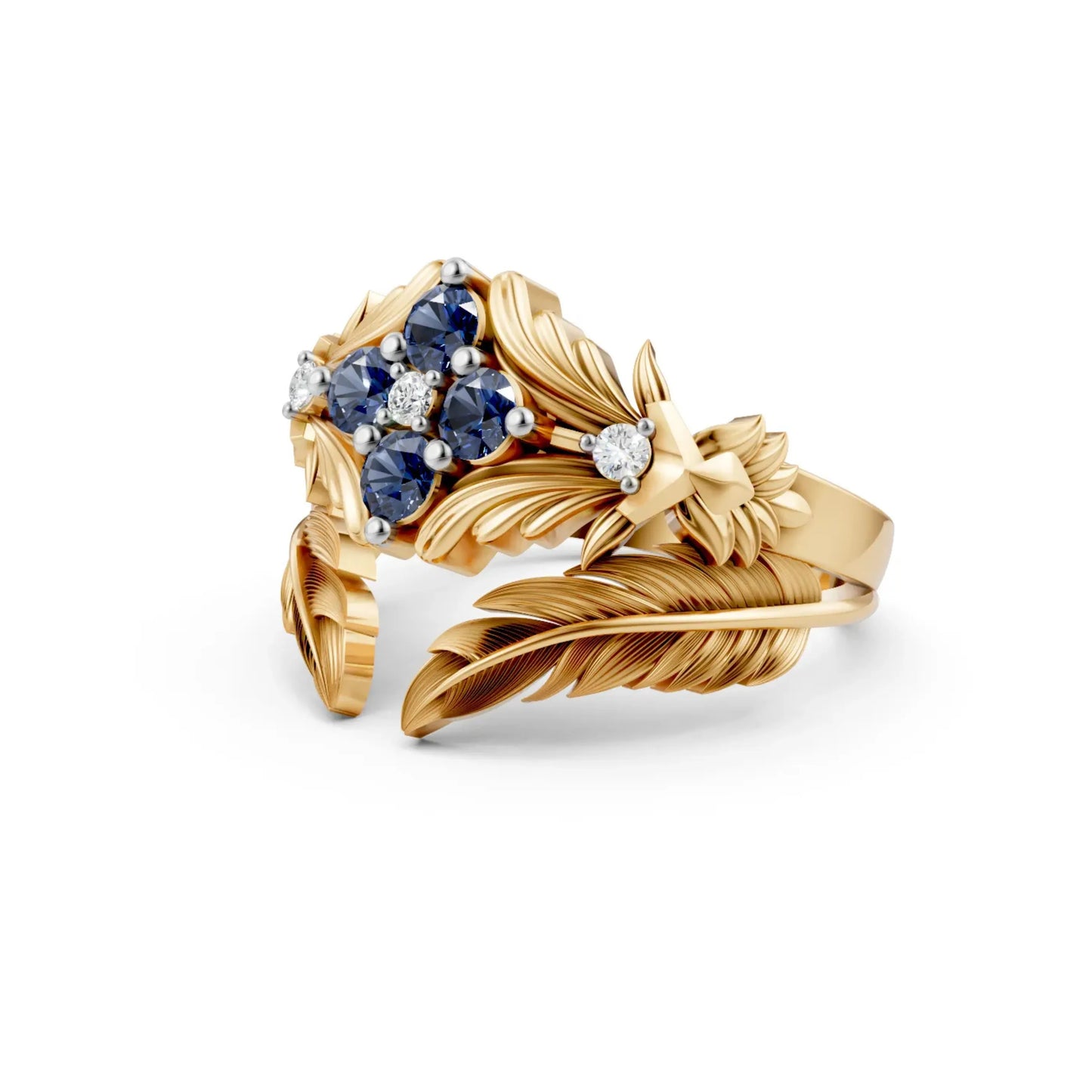 TanzanLeaf Diamond Ring Yellow Gold