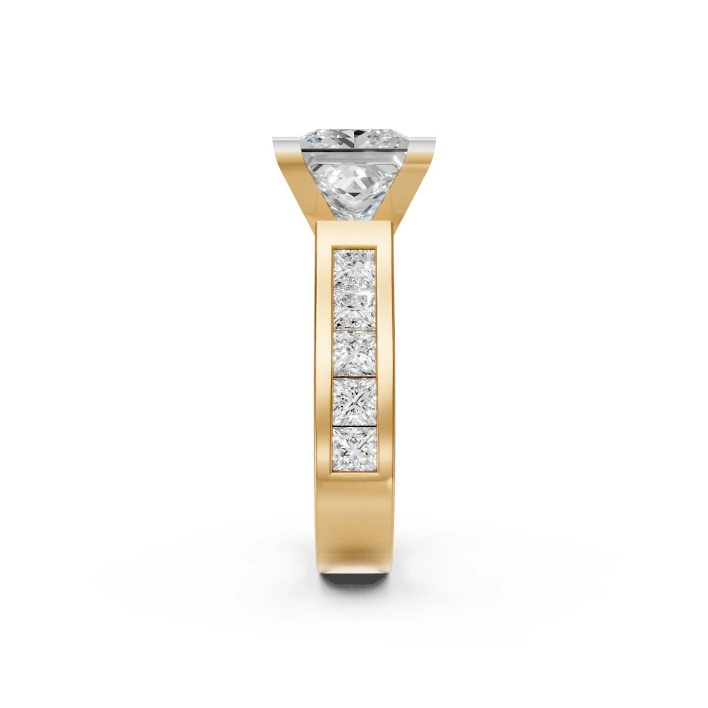 Princess-Cut Channel Ring Yellow Gold