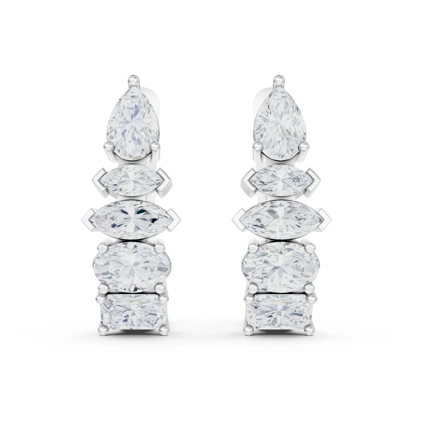 Elegant Diamond Hoop Earrings White Gold
