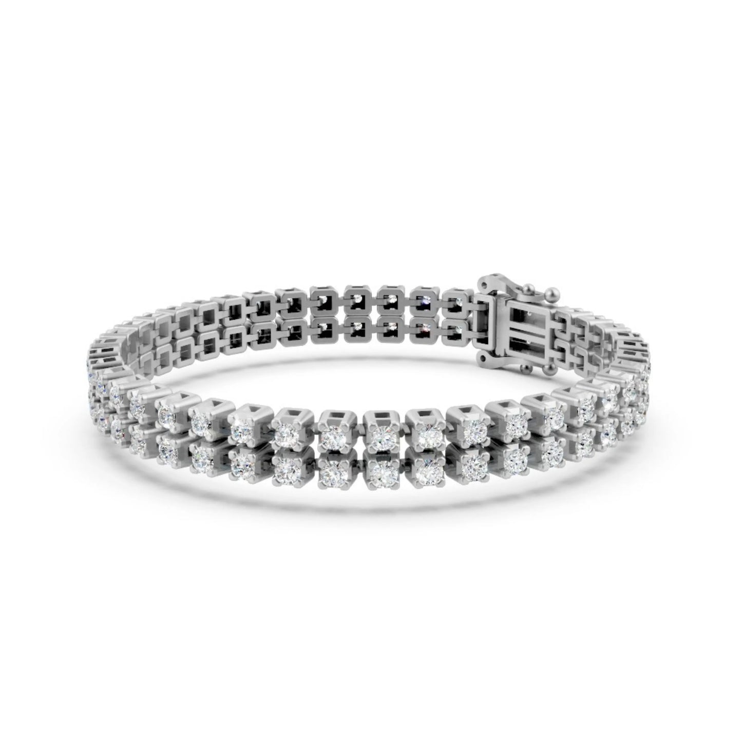 Double Row Diamond Tennis Bracelet White Gold