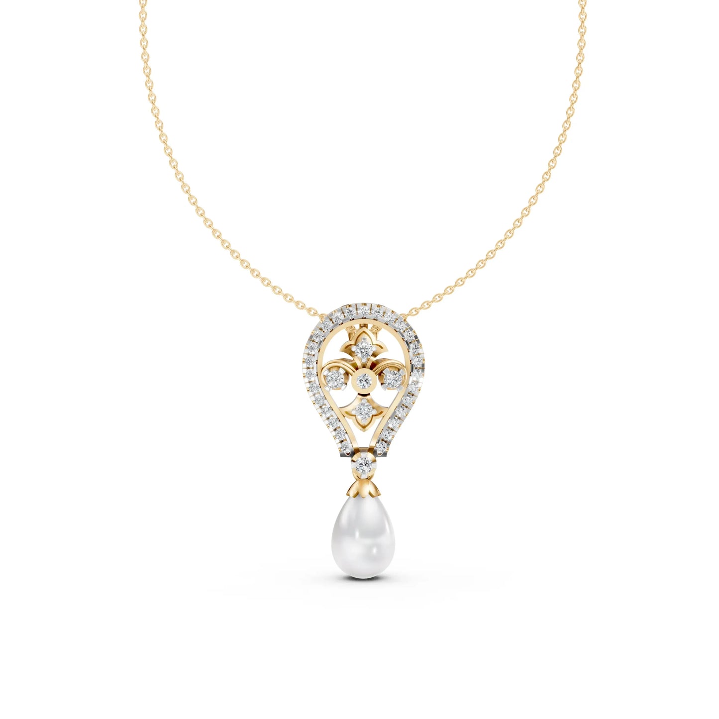 Teardrop Pearl Pendant Yellow Gold
