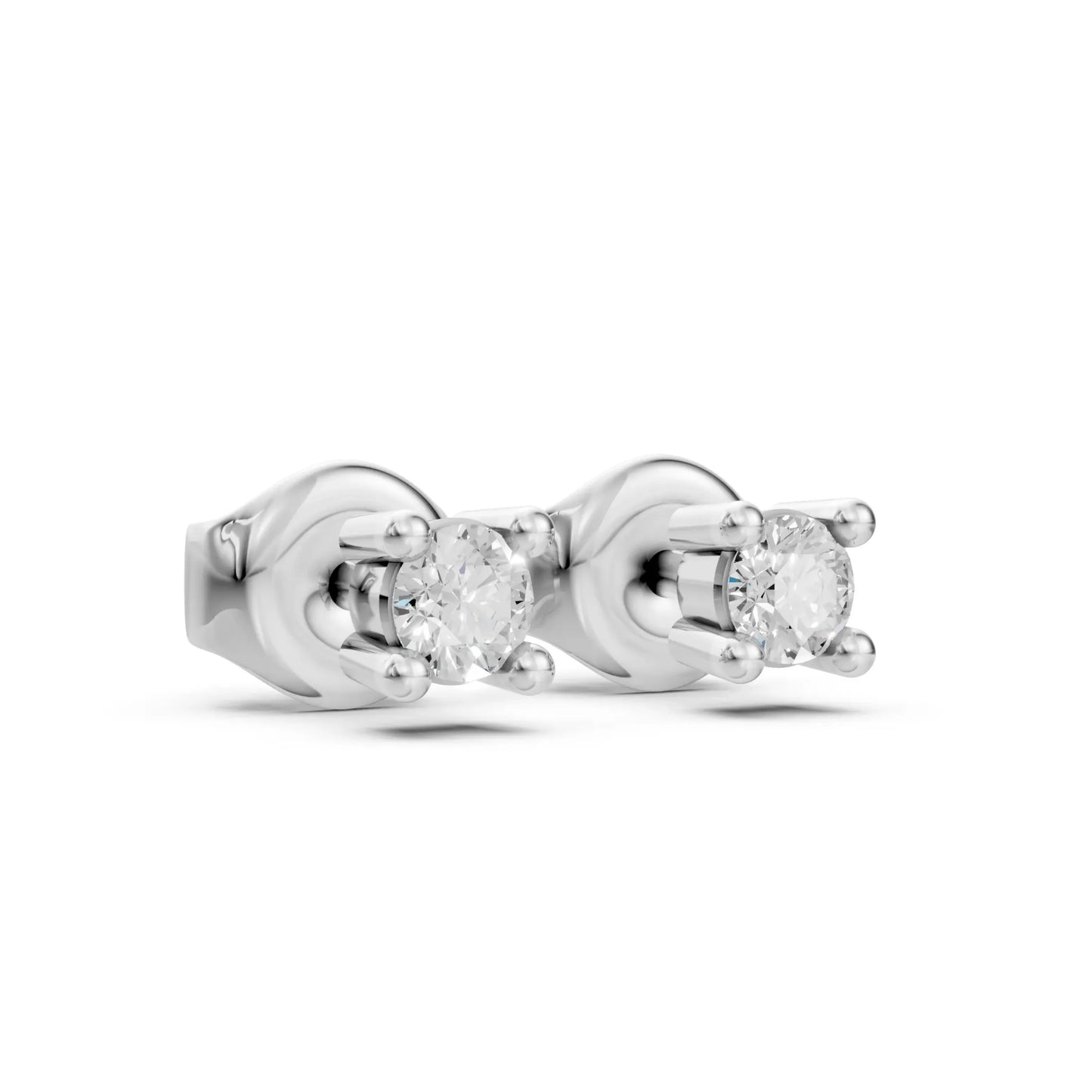 Classic Round Stud Earrings White Gold