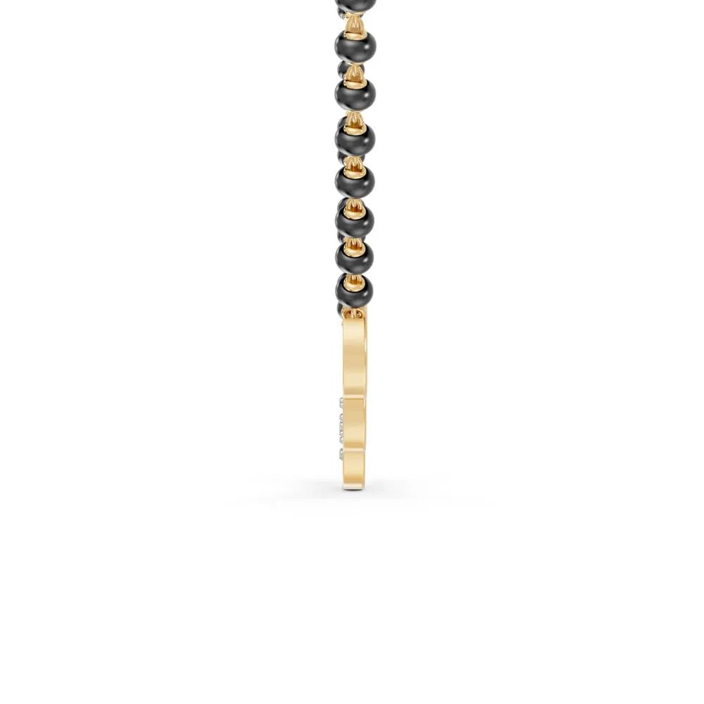 Contemporary Circle Motif Diamond Mangalsutra Design Yellow Gold