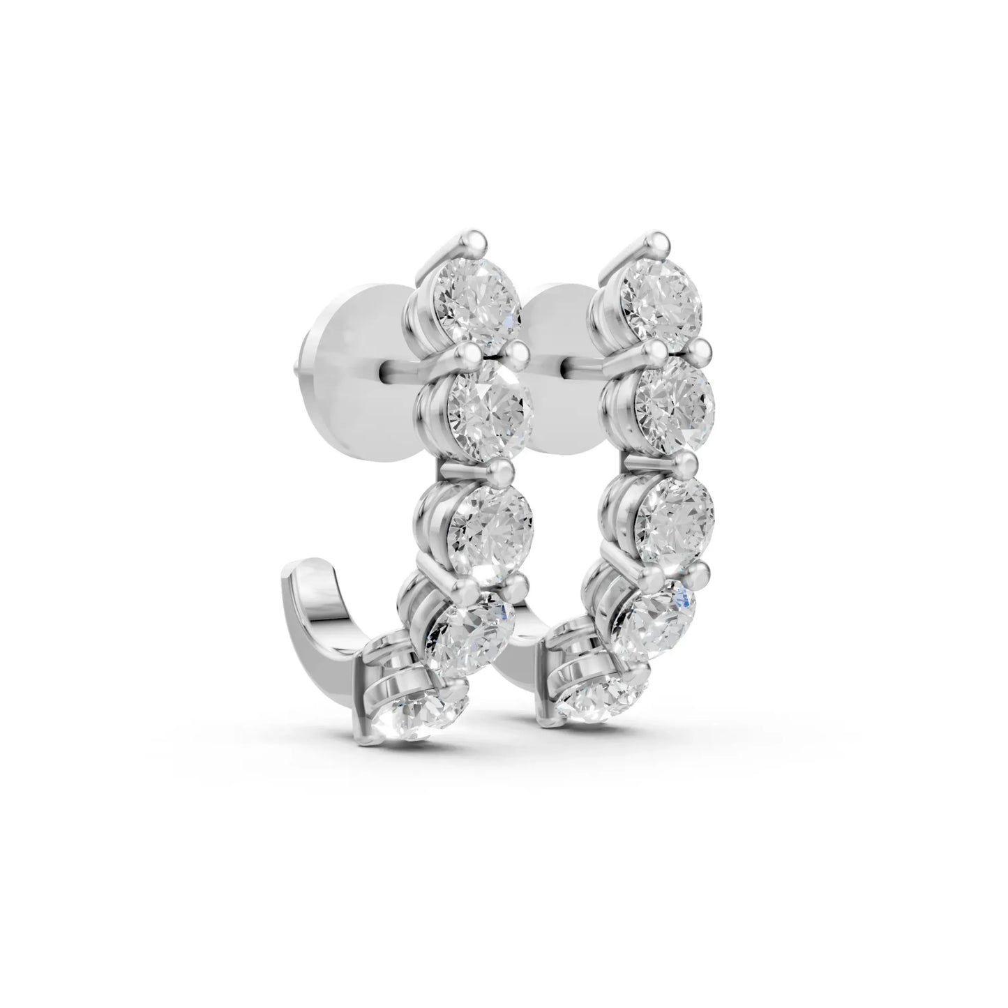 Round Half Hoop Earrings White Gold