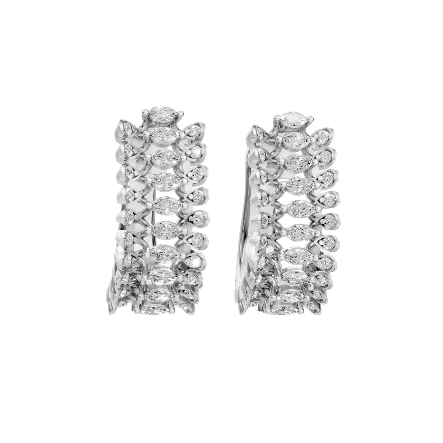 Marquise Half Hoop Earrings White Gold