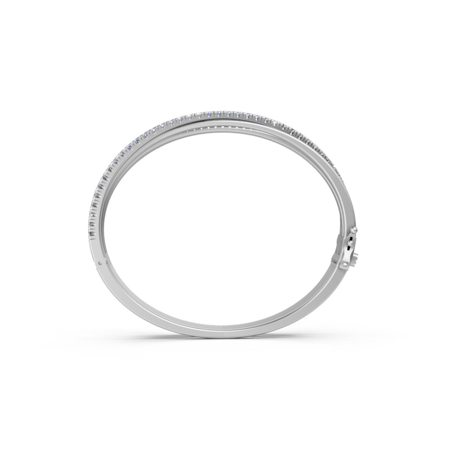 Contemporary Triple-Band Diamond Bangle White Gold
