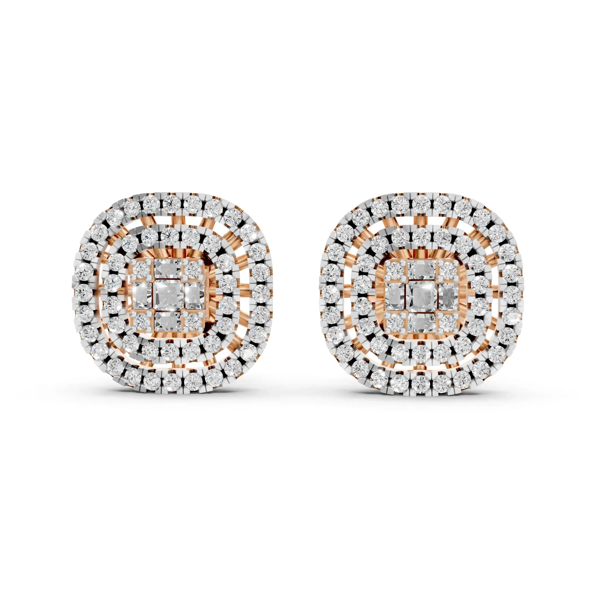 Vintage-Inspired Diamond Stud Earrings Rose Gold
